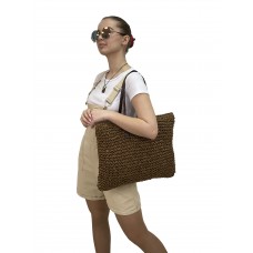 На фото 1 - Летняя сумка-шоппер из джута, цвет крафт