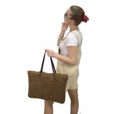 На фото 2 - Летняя сумка-шоппер из джута, цвет крафт