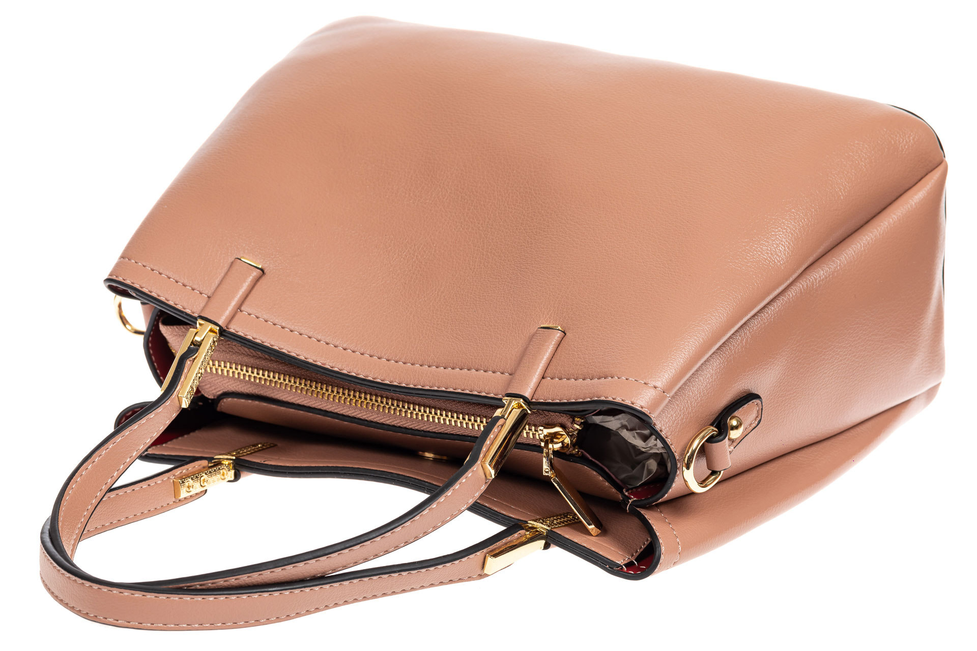 На фото 4 - Классическая сумка тоут-шоппер из эко-кожи, цвет розовый