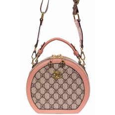 На фото 2 - Женская круглая сумка из эко-кожи, цвет розовый