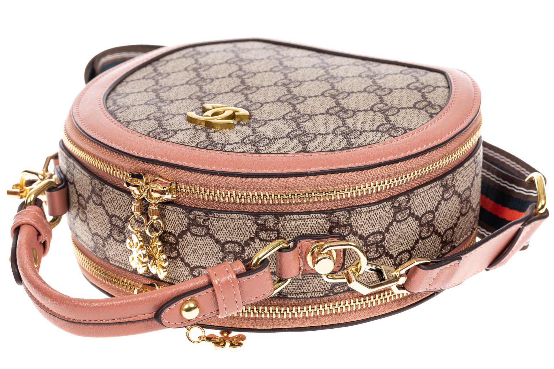 На фото 4 - Женская круглая сумка из эко-кожи, цвет розовый