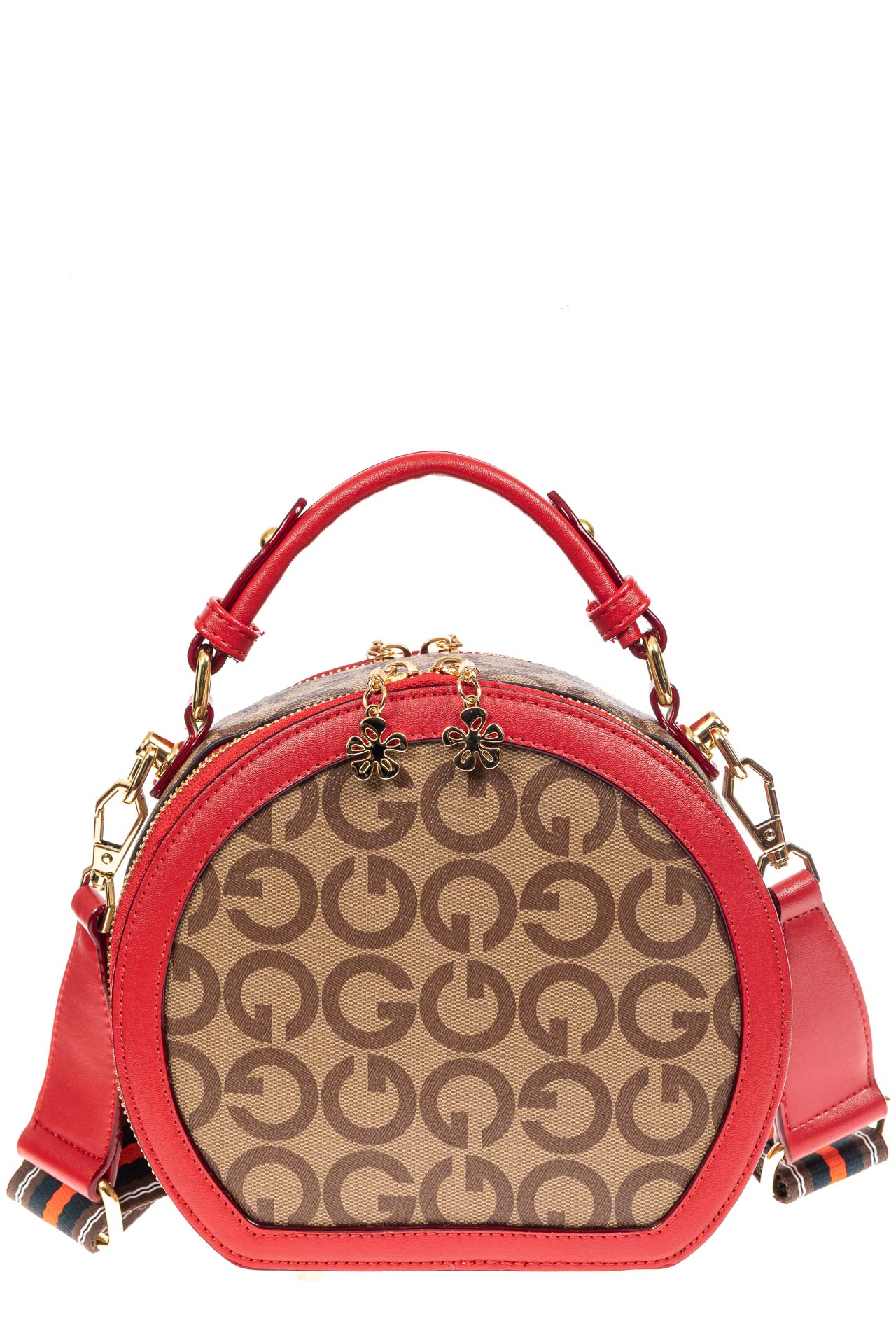 На фото 3 - Женская круглая сумка из эко-кожи, цвет красный