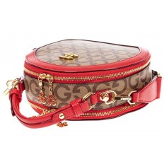 На фото 4 - Женская круглая сумка из эко-кожи, цвет красный