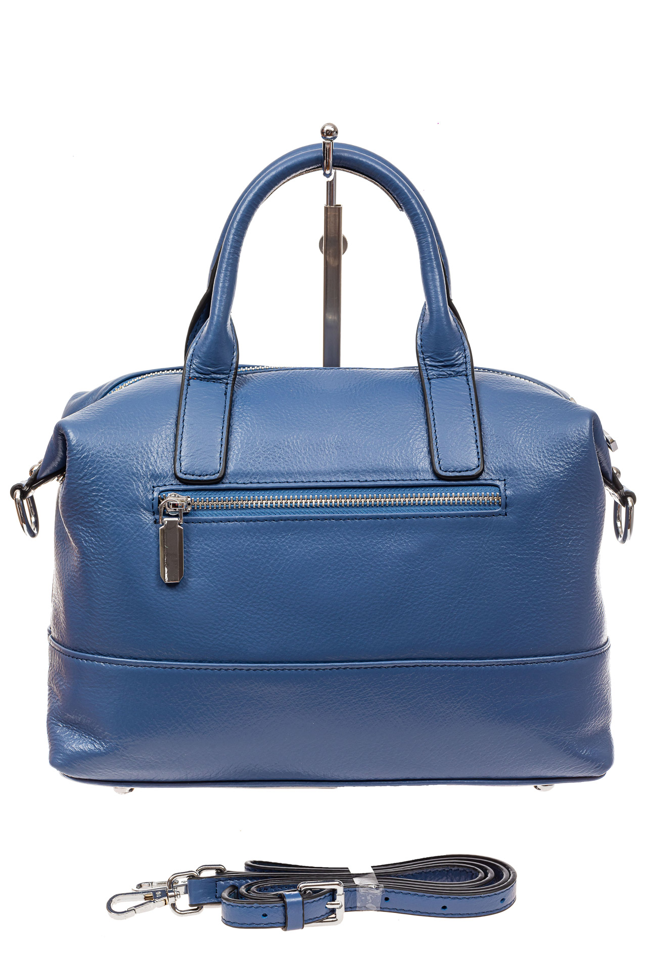 На фото 3 - Сумка женская boxbag из натуральной кожи, цвет голубой