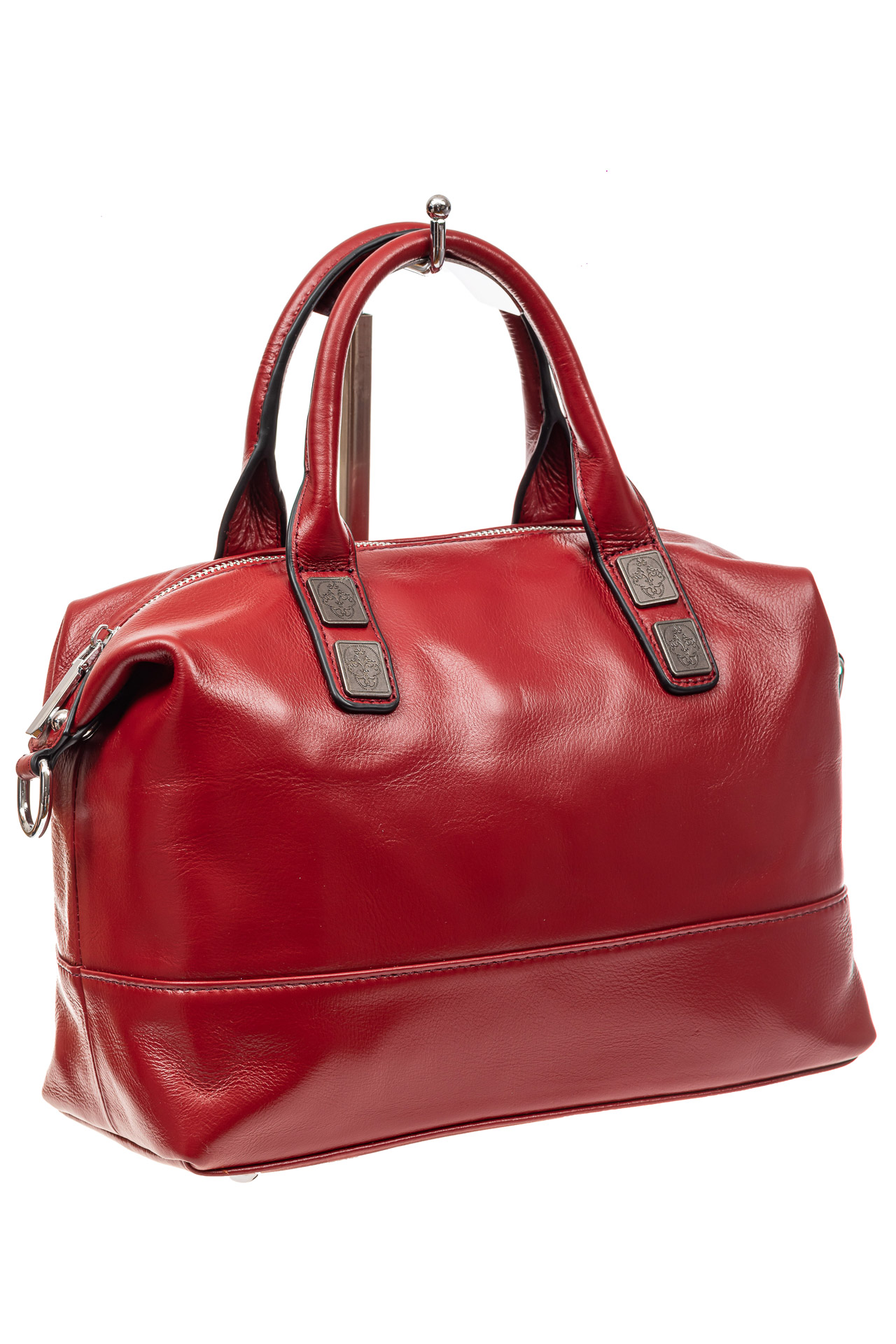 На фото 1 - Сумка женская boxbag из натуральной кожи, цвет красный