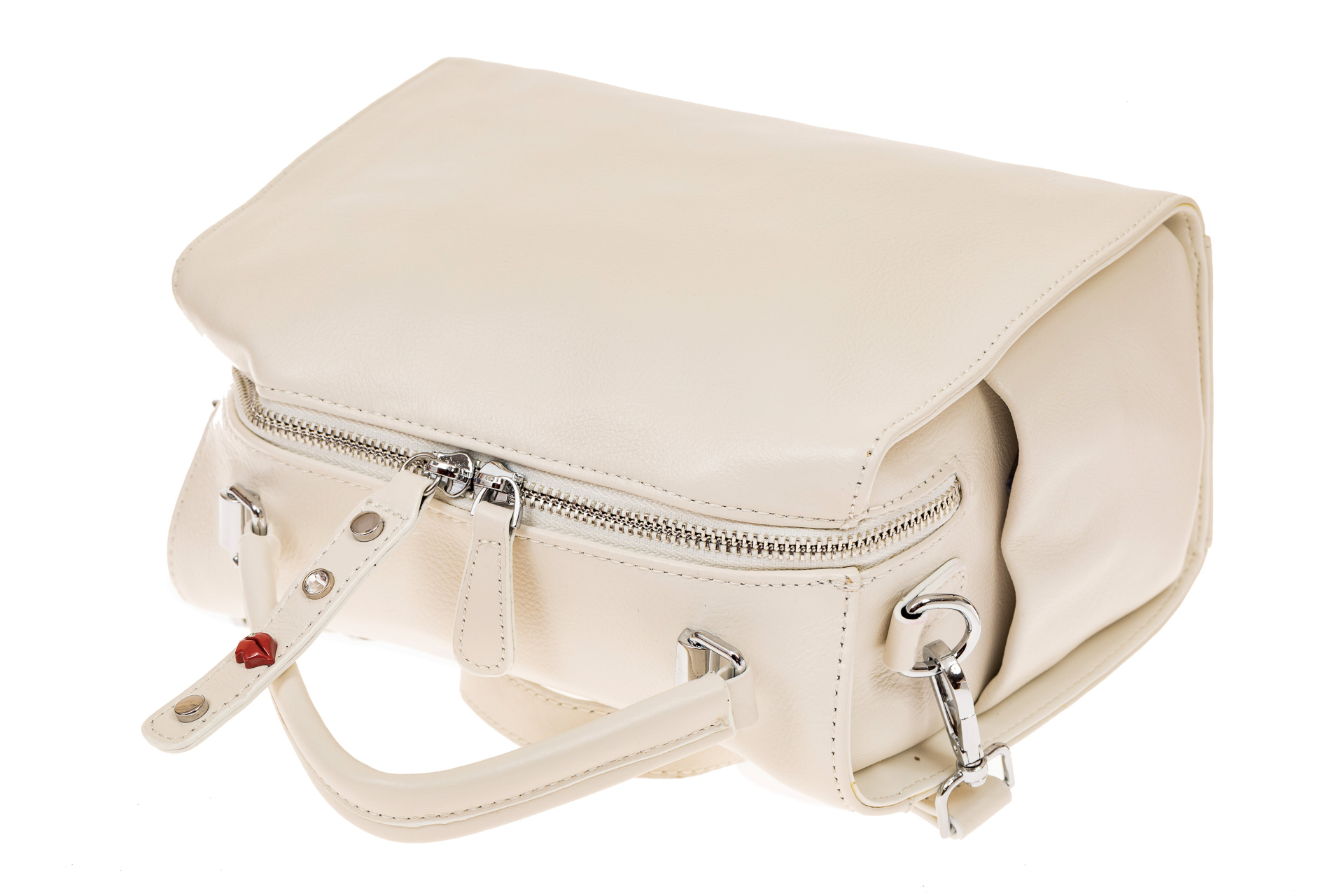 На фото 3 - Мягкая сумка-коробочка из натуральной кожи, цвет белый