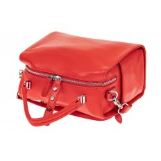 На фото 3 - Мягкая сумка-коробочка из натуральной кожи, цвет красный