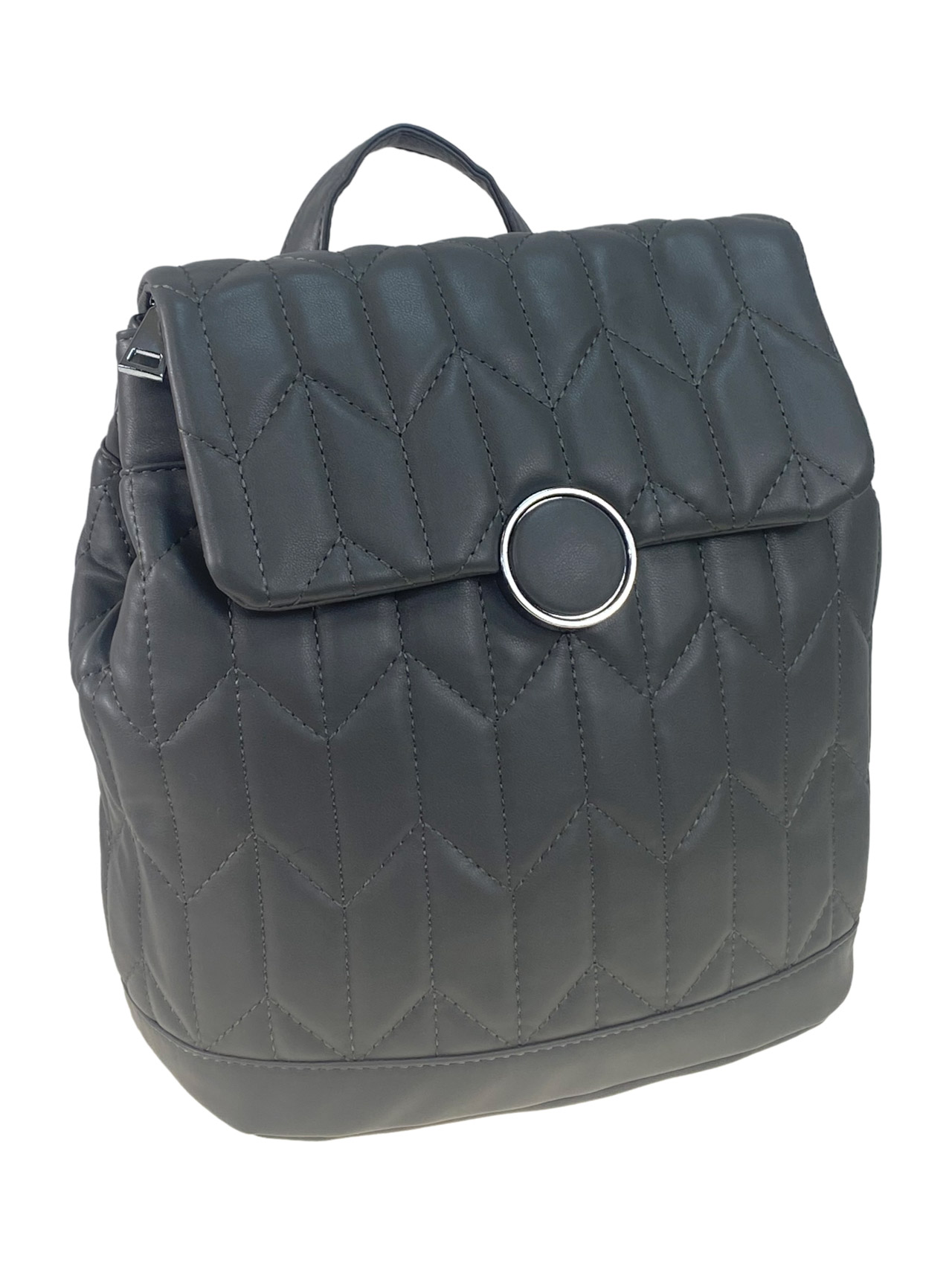 На фото 1 - Женский рюкзак   из искусственной кожи, цвет серый