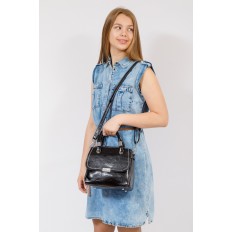 На фото 4 - Летняя женская сумка из искусственной кожи, цвет черный