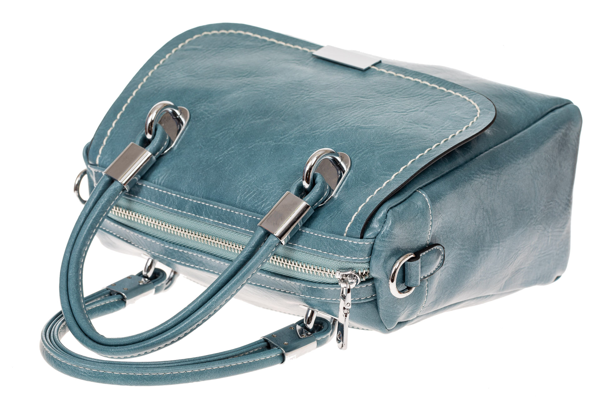 На фото 3 - Летняя женская сумка из искусственной кожи, цвет голубой