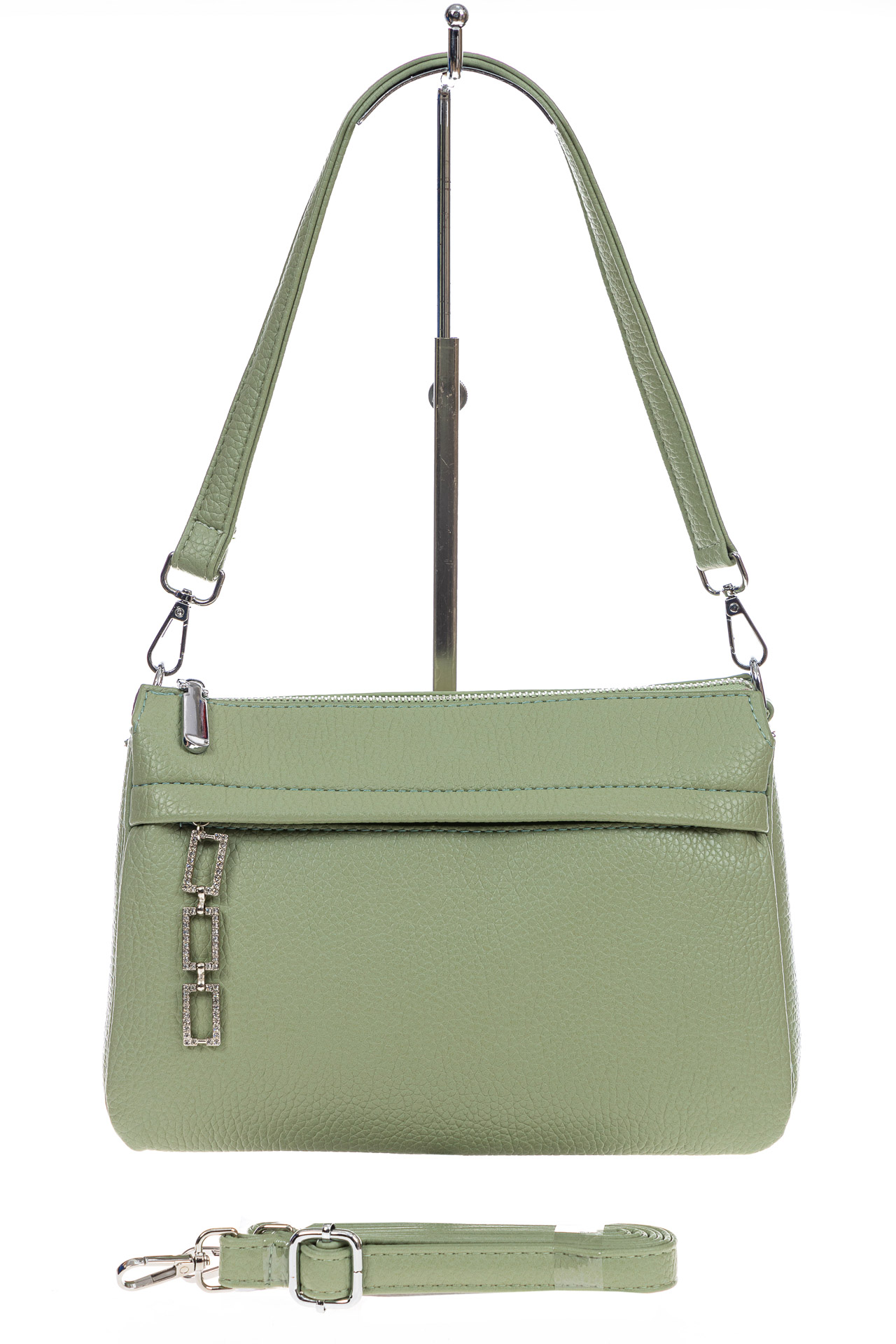 На фото 2 - Женская сумка из искусственной кожи, цвет светло зеленый