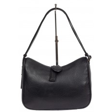 На фото 2 - Женская сумка-седло из фактурной натуральной кожи с подвесками, цвет чёрный