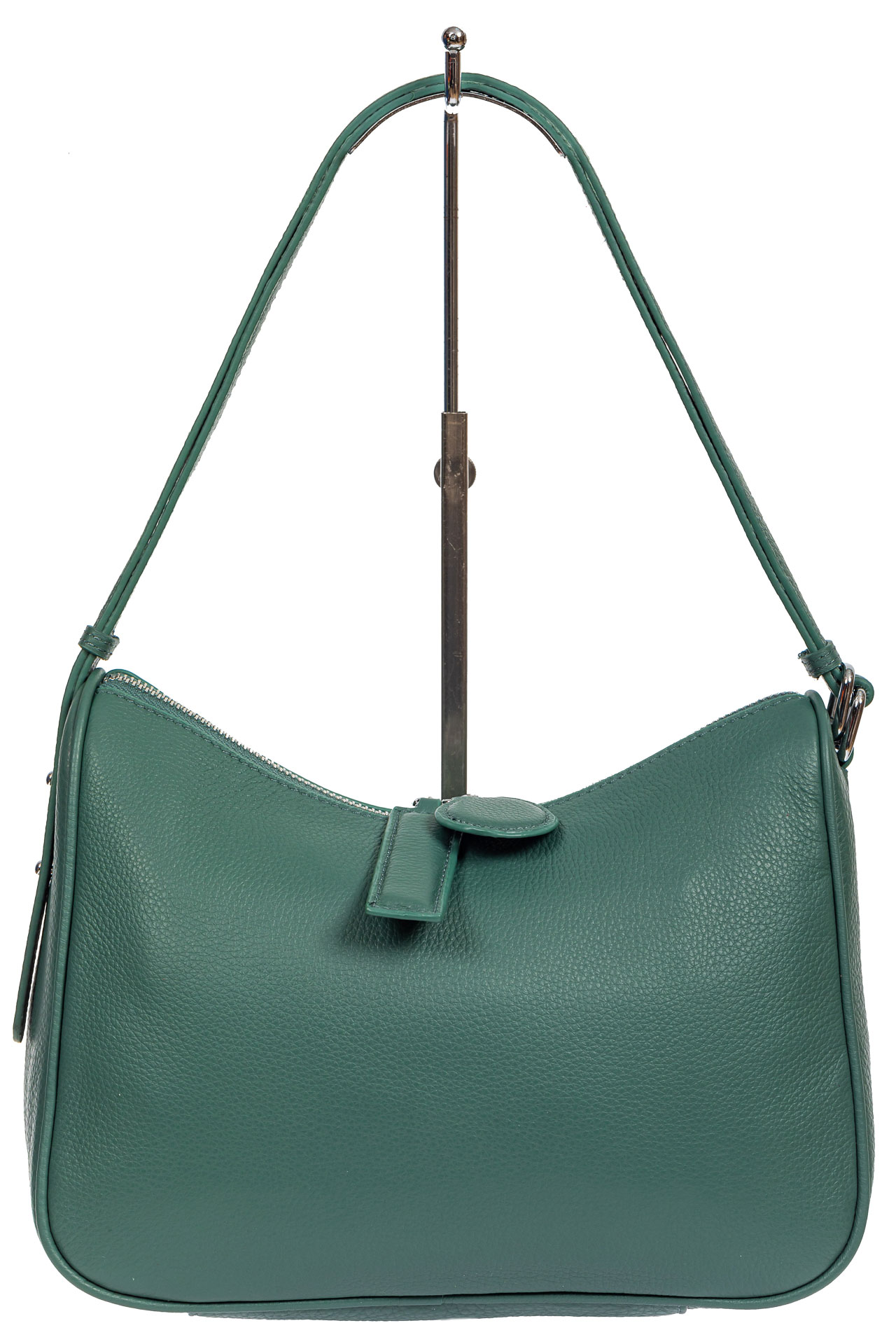 На фото 2 - Женская сумка-седло из фактурной натуральной кожи с подвесками, цвет бирюзовый