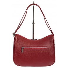 На фото 3 - Женская сумка-седло из фактурной натуральной кожи с подвесками, цвет бордовый