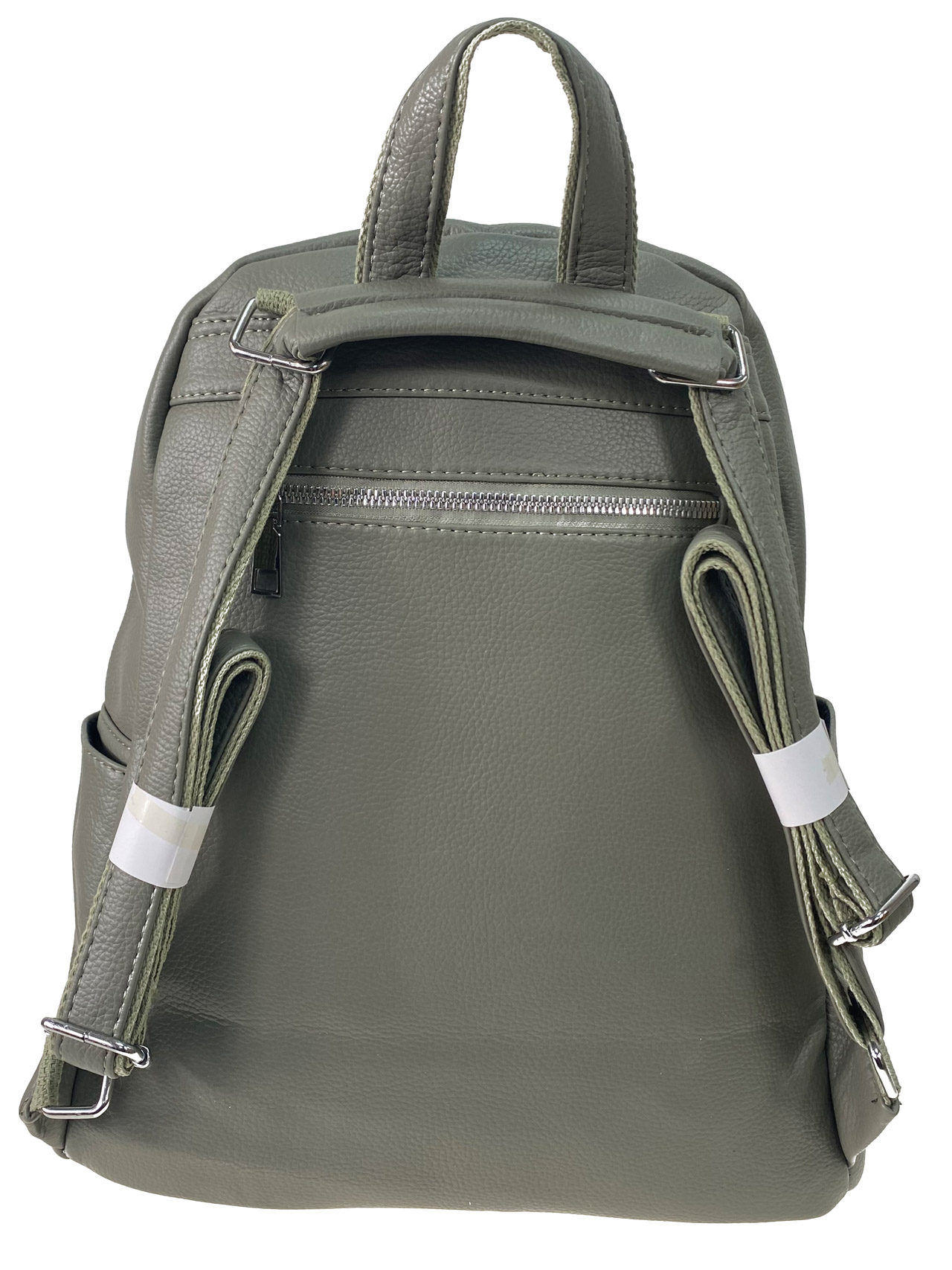 На фото 2 - Сумка-рюкзак из искусственной кожи, цвет серо-зеленый