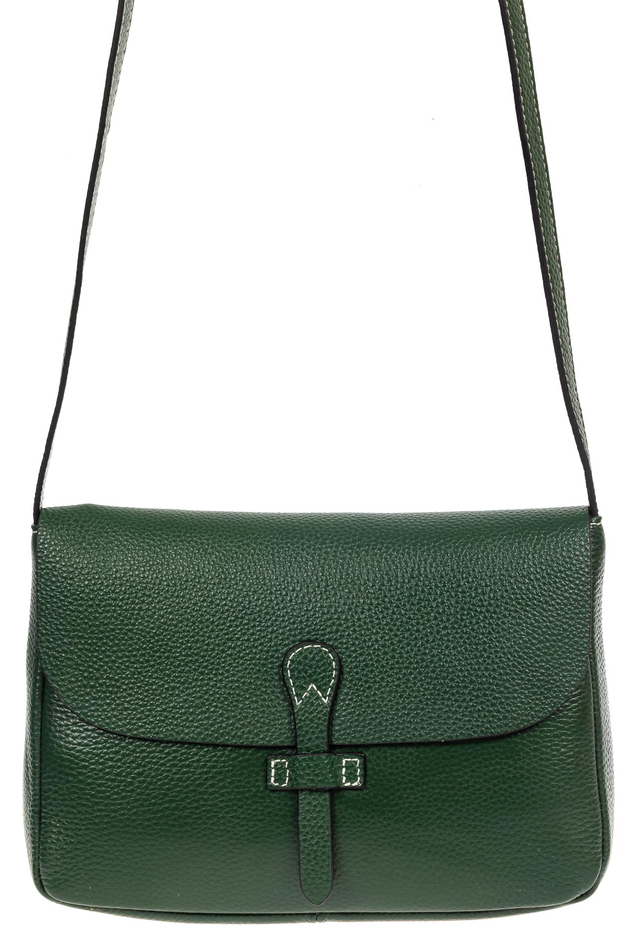 На фото 2 - Женская сумка-мессенджер из натуральной кожи, цвет зелёный