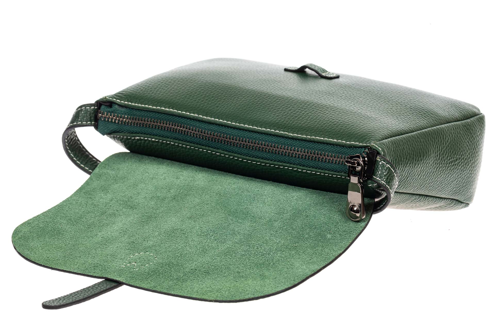 На фото 4 - Женская сумка-мессенджер из натуральной кожи, цвет зелёный