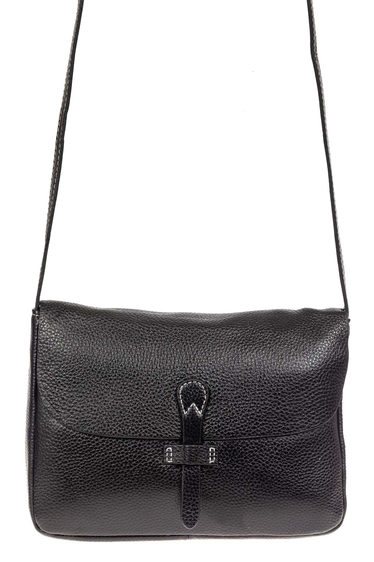 На фото 2 - Женская сумка-мессенджер из натуральной кожи, цвет чёрный