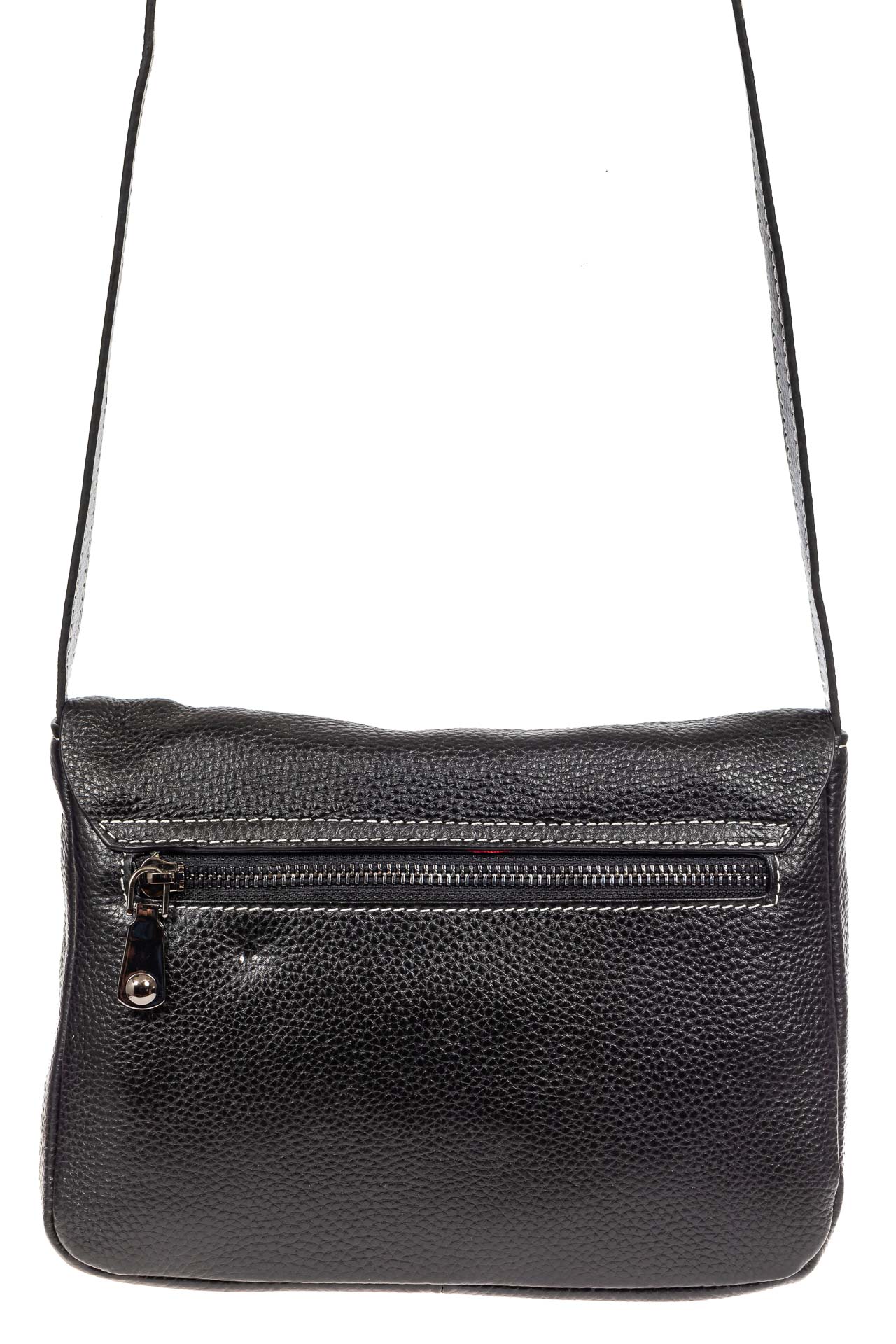 На фото 3 - Женская сумка-мессенджер из натуральной кожи, цвет чёрный