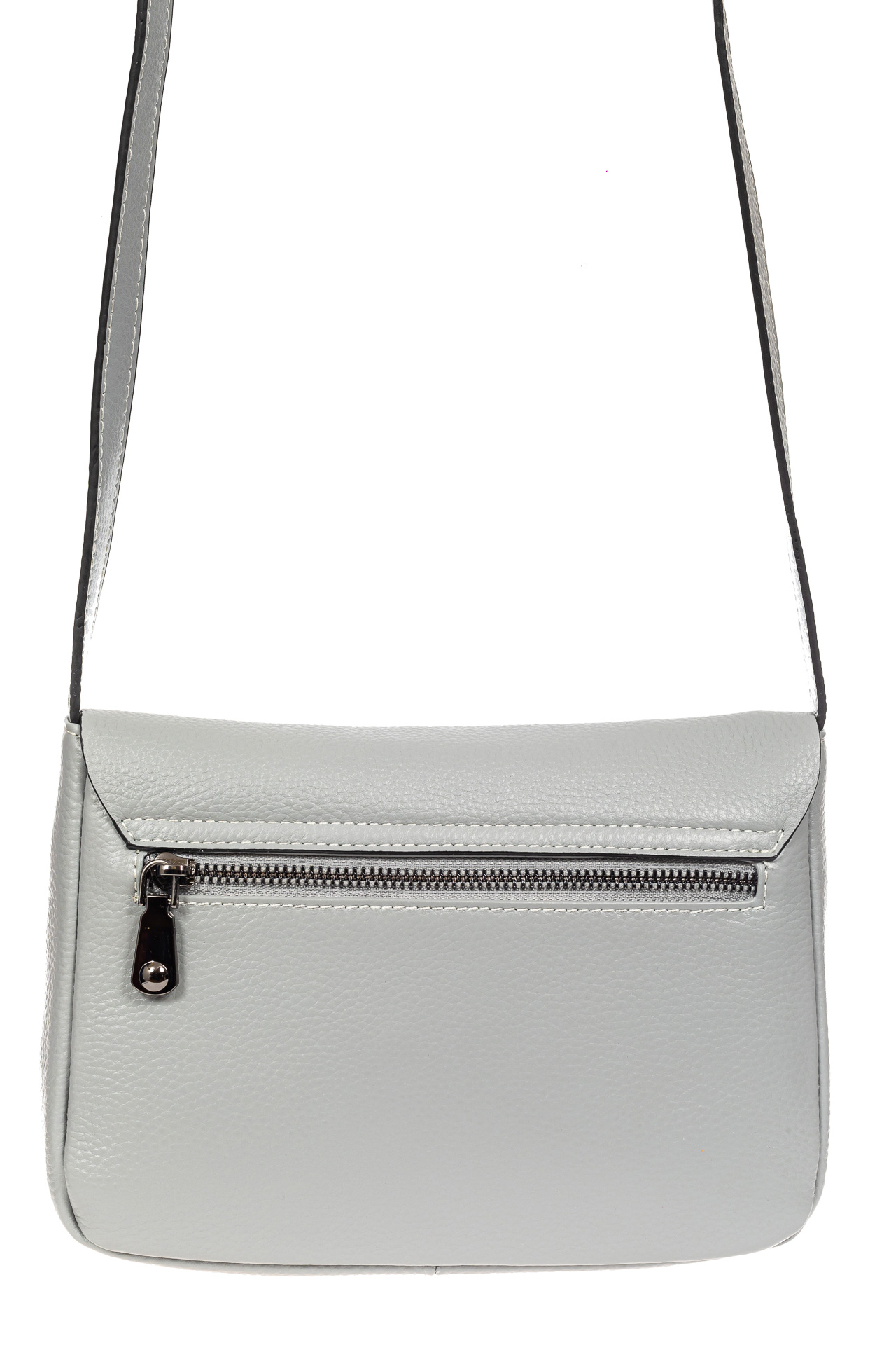 На фото 3 - Женская сумка-мессенджер из натуральной кожи, цвет серый