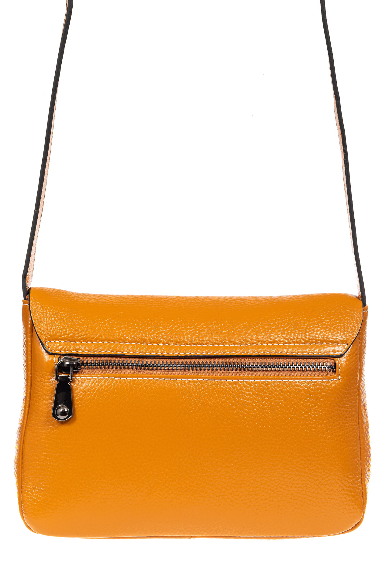 На фото 3 - Женская сумка-мессенджер из натуральной кожи, цвет жёлто-оранжевый