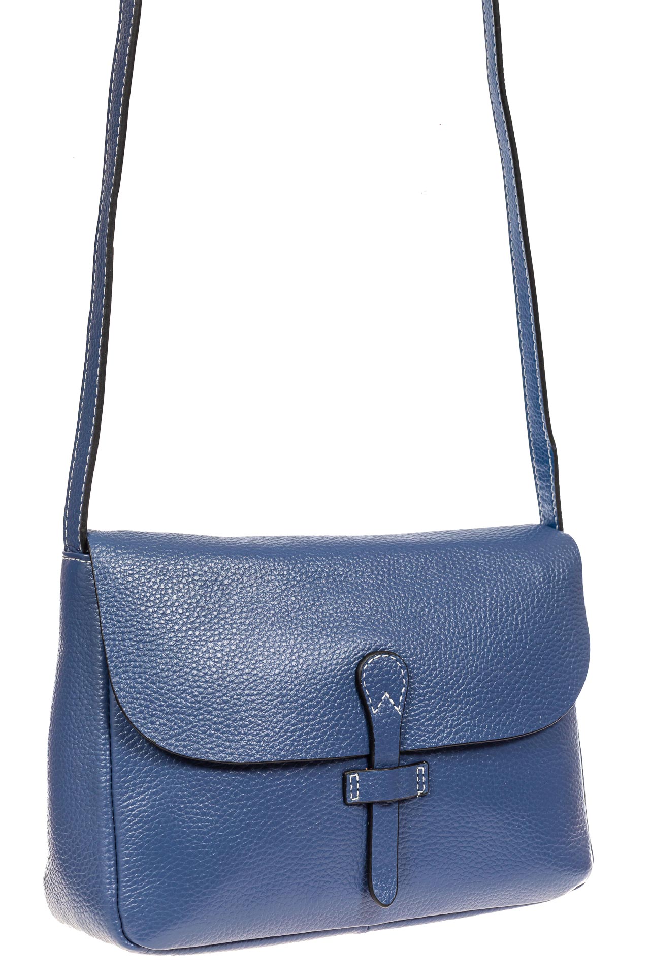 На фото 1 - Женская сумка из кожи, цвет синий