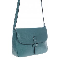 На фото 1 - Женская сумка-мессенджер из натуральной кожи, цвет серая бирюза