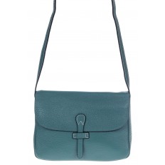 На фото 2 - Женская сумка-мессенджер из натуральной кожи, цвет серая бирюза