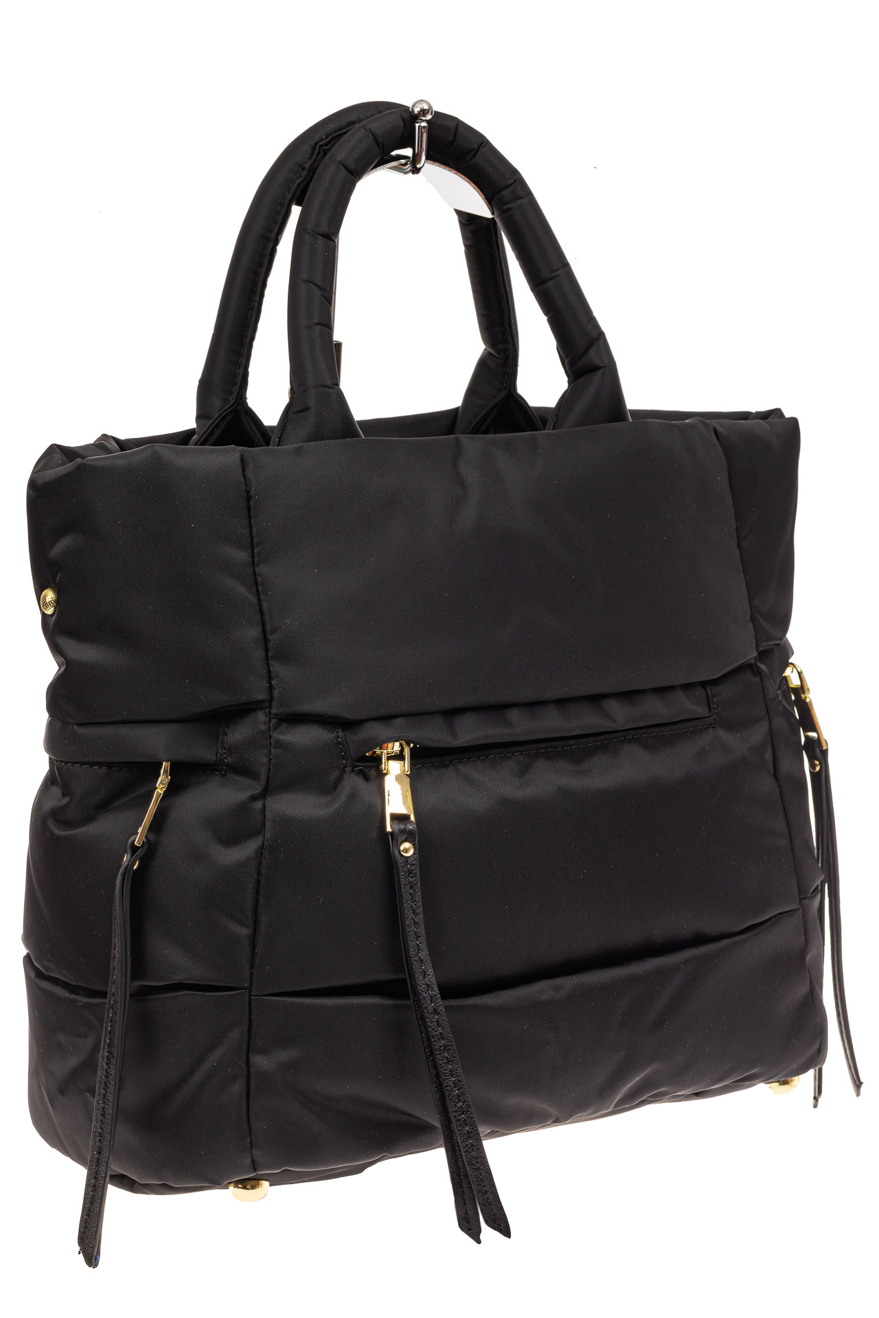 На фото 1 - Дутая сумка женская из болоньевой ткани, цвет черный