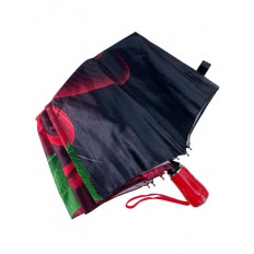 На фото 4 - Женский зонт-полуавтомат с цветочным принтом, чёрный