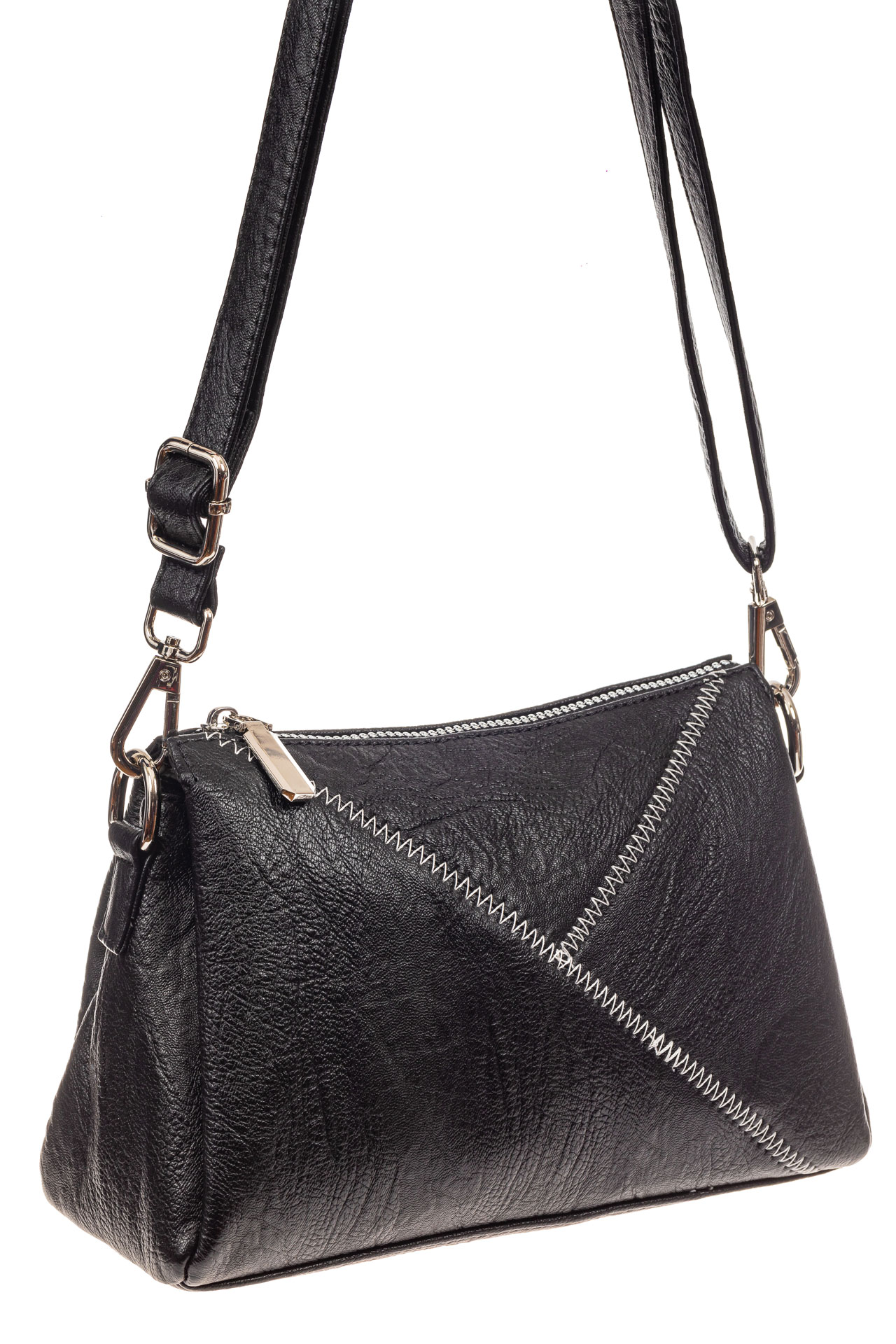 На фото 1 - Базовая женская сумка из искусственной кожи, цвет черный