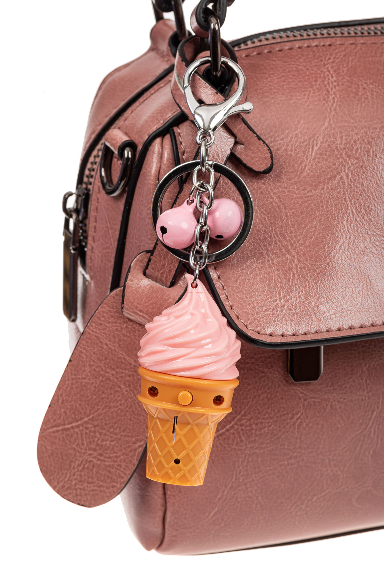 На фото 2 - Свето-музыкальный брелок мороженое, цвет розовый