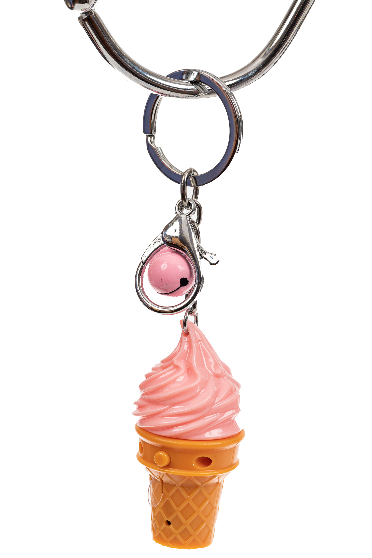На фото 1 - Свето-музыкальный брелок мороженое, цвет розовый