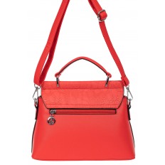 На фото 3 - Женская сумка из экокожи с ажурным цветочным принтом, цвет красный