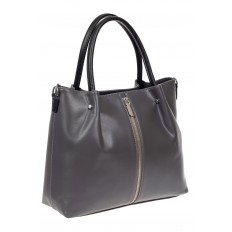 На фото 2 - Класическая женская сумка из гладкой экокожи, цвет серый