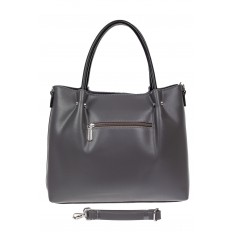 На фото 3 - Класическая женская сумка из гладкой экокожи, цвет серый