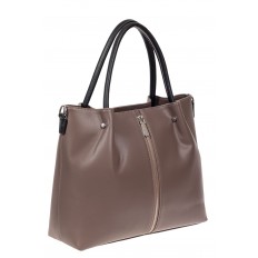На фото 2 - Класическая женская сумка из гладкой экокожи, цвет серо-сиреневый