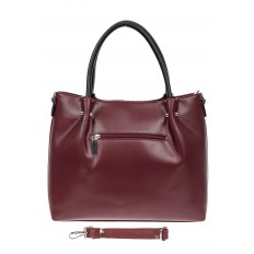 На фото 3 - Класическая женская сумка из гладкой экокожи, цвет бордо