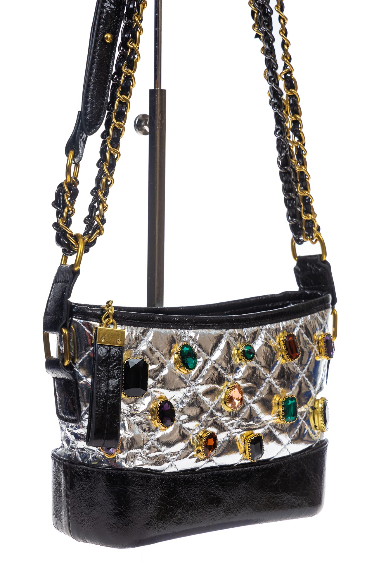 На фото 3 - Женская сумка кросс-боди из искусственной кожи, цвет серебро