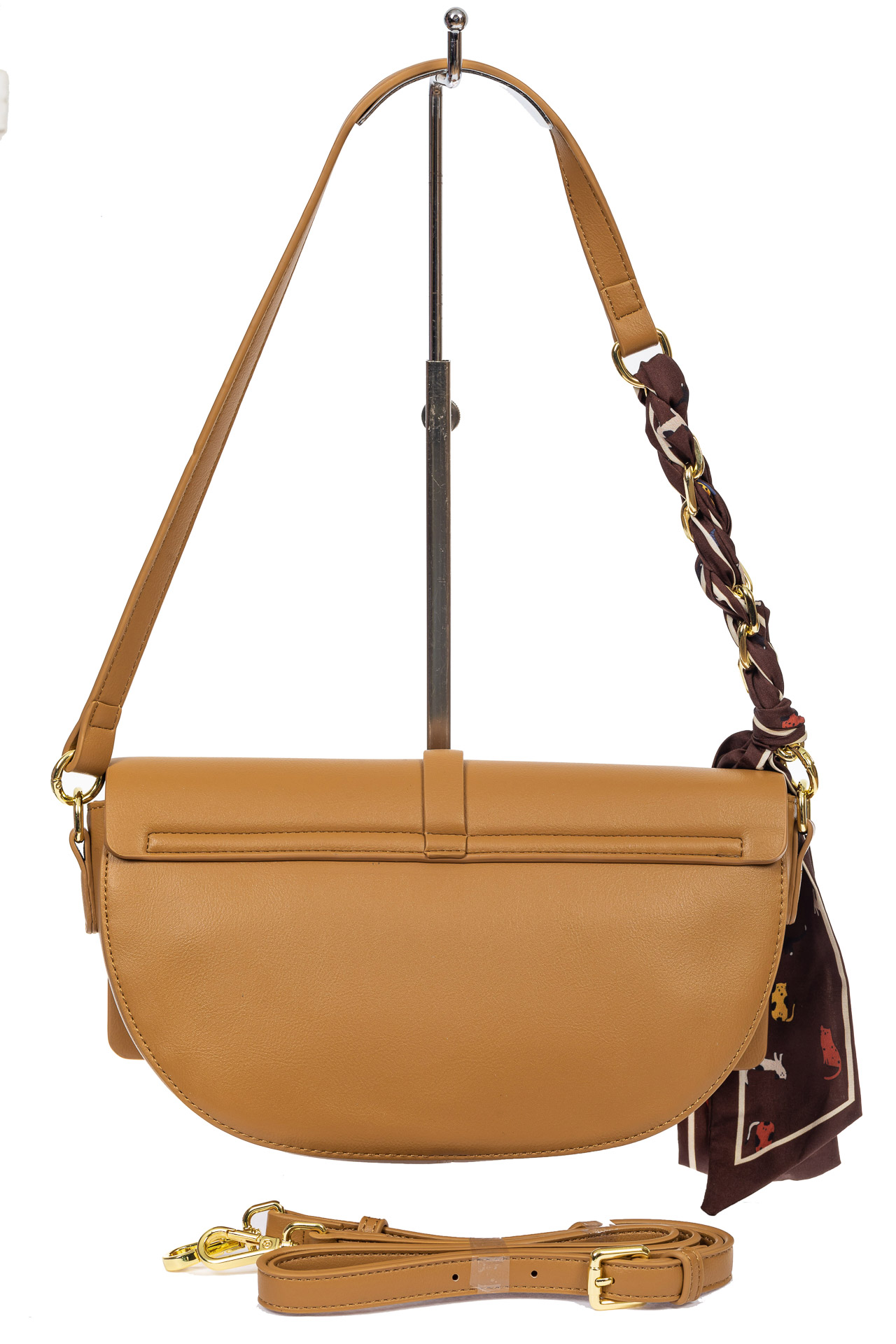 На фото 3 - Женская сумка-седло из искусственной кожи с твилли, светлая охра