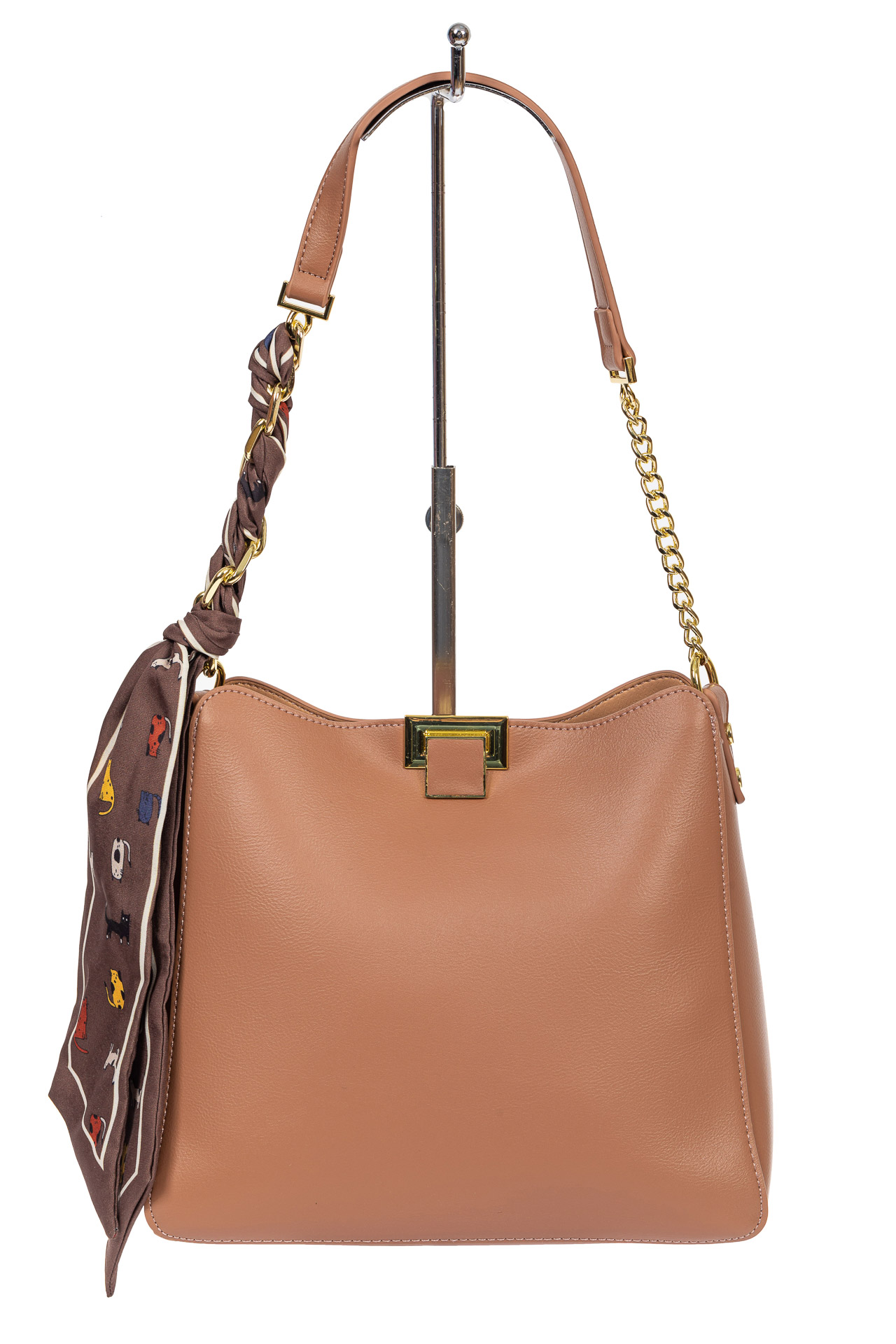 На фото 2 - Женская сумка тоут из искусственной кожи с твилли, цвет пудровый