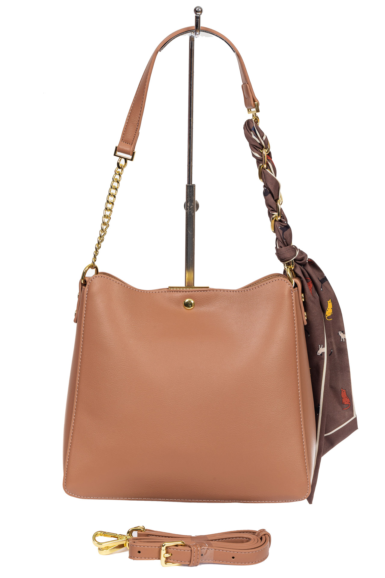 На фото 3 - Женская сумка тоут из искусственной кожи с твилли, цвет пудровый