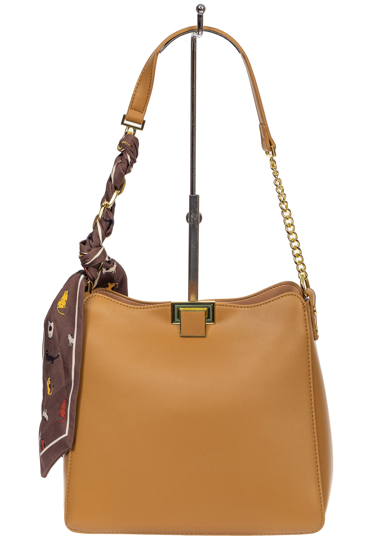 На фото 2 - Женская сумка тоут из искусственной кожи с твилли, цвет светлая охра