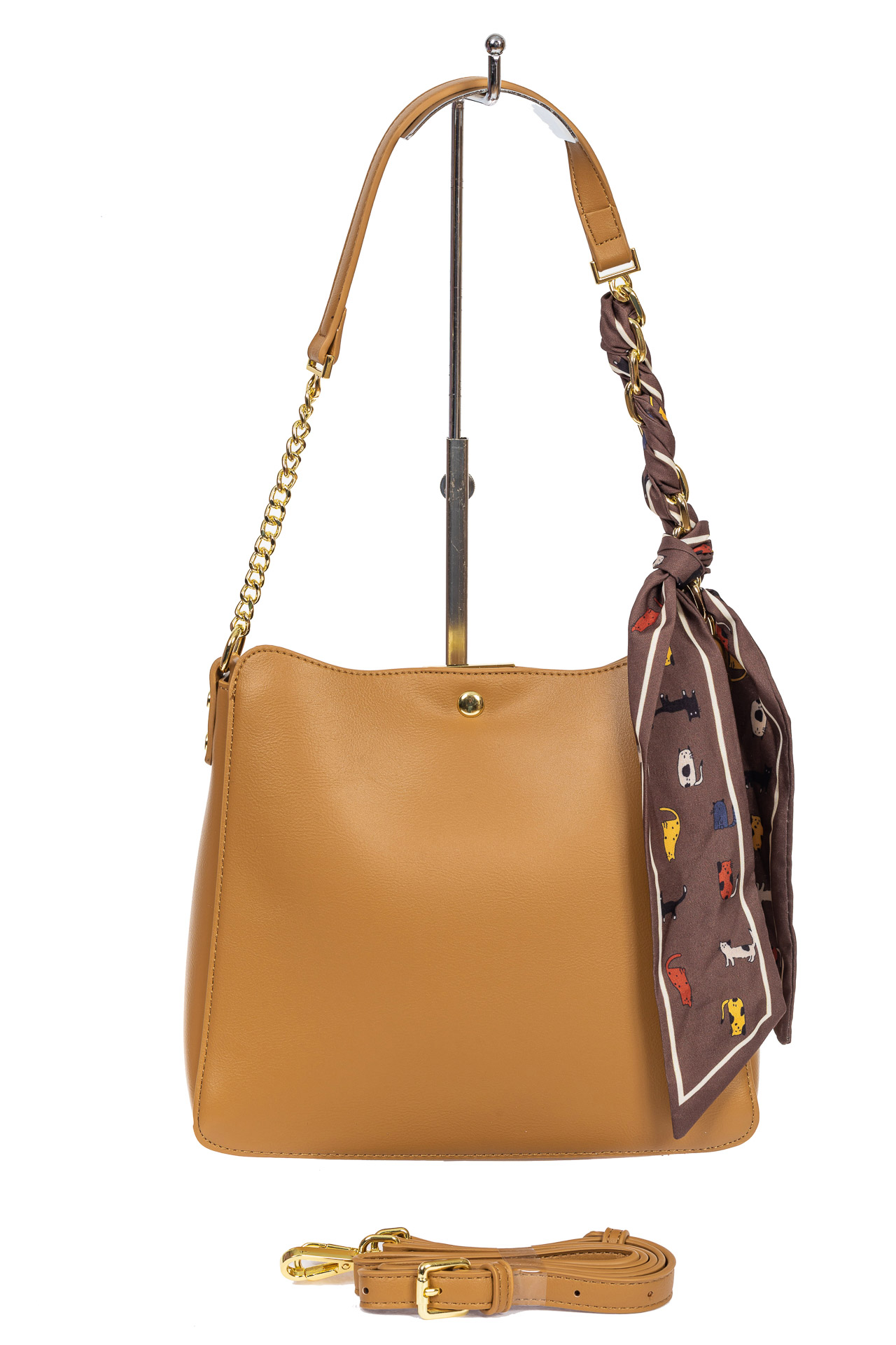 На фото 3 - Женская сумка тоут из искусственной кожи с твилли, цвет светлая охра