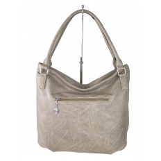 На фото 3 - Женская сумка-мешок из экокожи, цвет серо-бежевый
