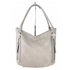 На фото 2 - Женская сумка-мешок из экокожи, цвет серый