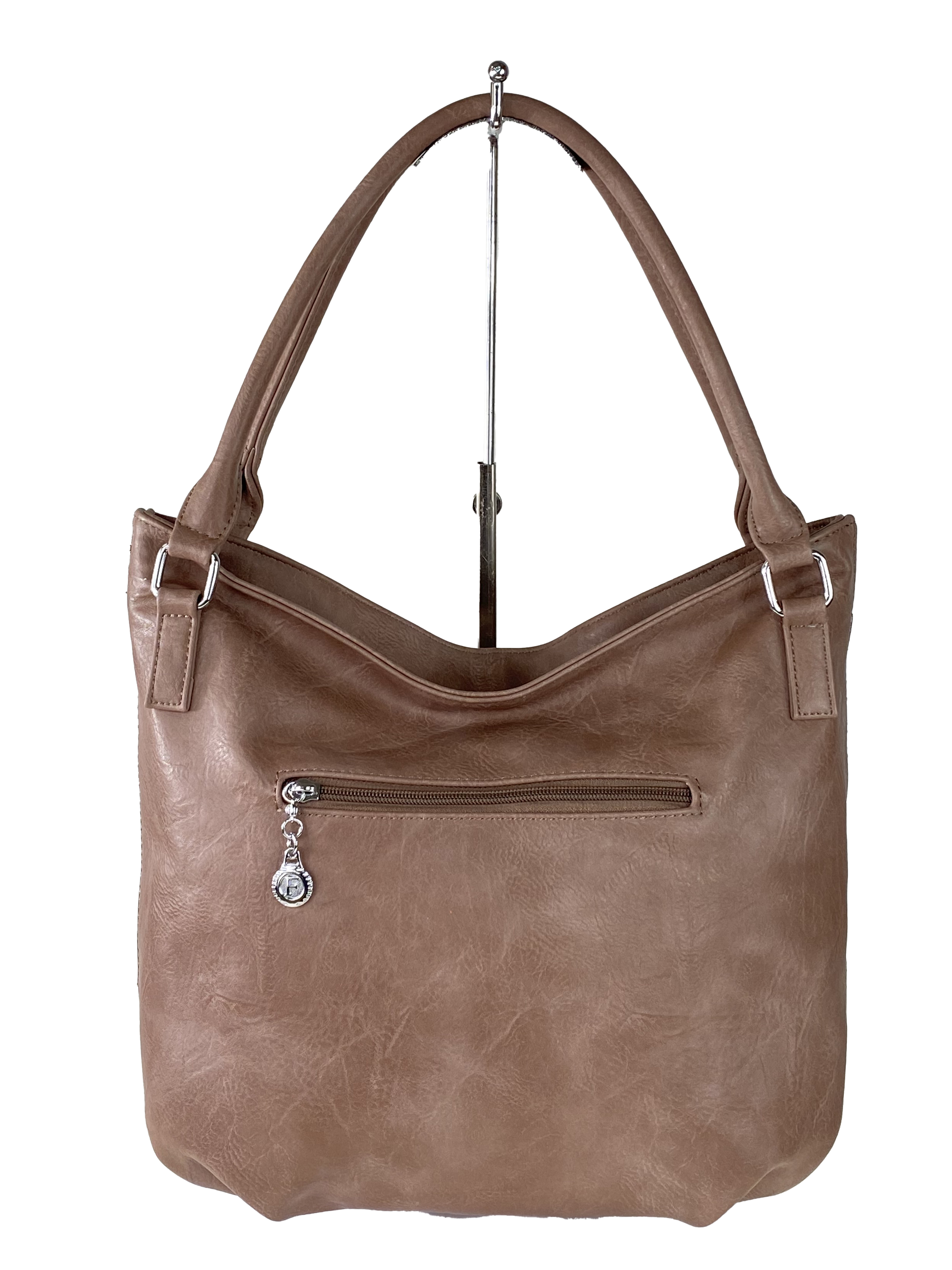 На фото 3 - Женская сумка-мешок из экокожи, цвет пыльная роза
