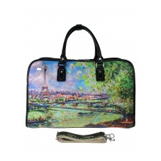На фото 2 - Дорожная женская сумка из экокожи с принтом, разноцветная