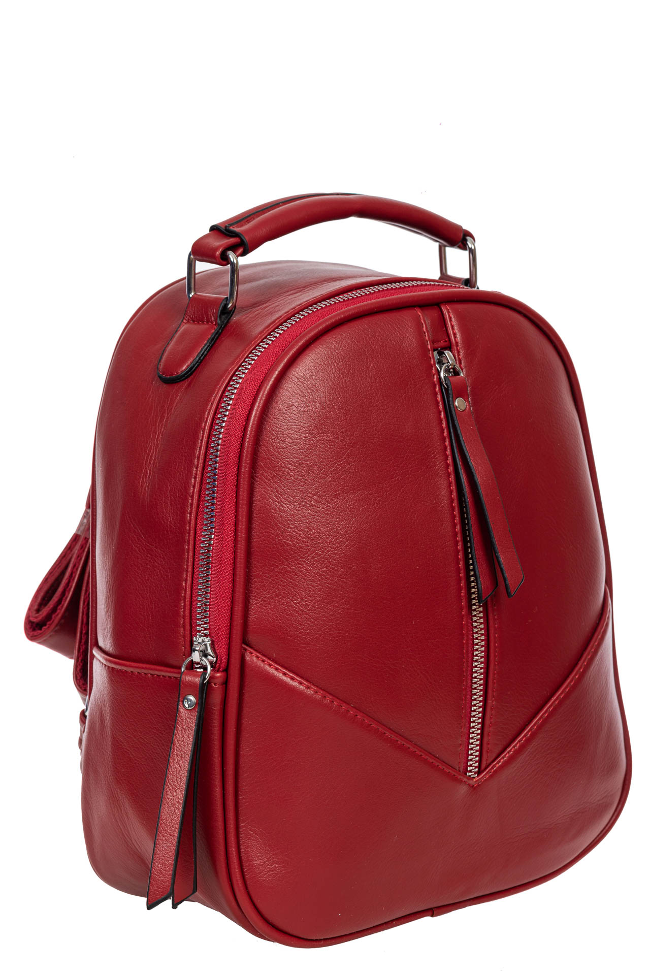 На фото 1 - Рюкзак женский из гладкой экокожи, цвет бордовый