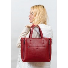 На фото 1 -  Женская сумка тоут из гладкой экокожи, цвет красный